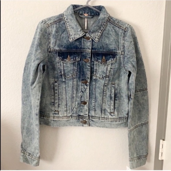 Free People Rumors Indigo Acid Wash Denim Jacket - Picture 3 of 10